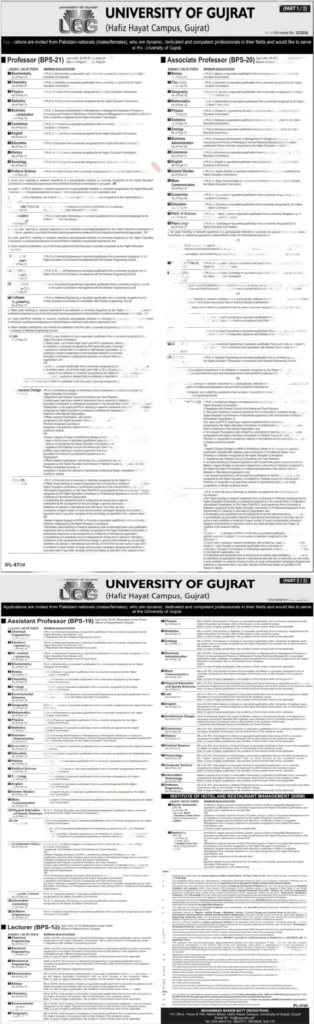 University of Gujrat Jobs June 2024